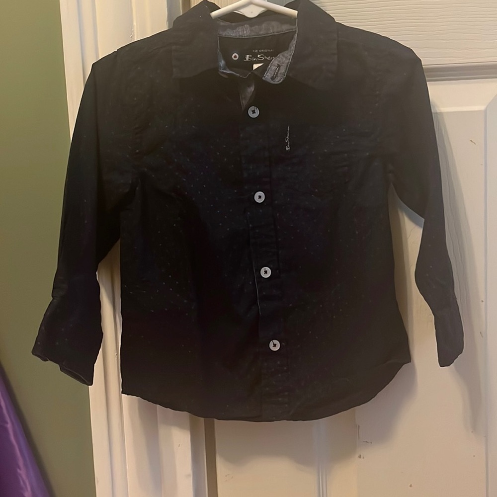 Ben Sherman button down shirt sz 24 Months blue navy polkadot sz 24M
